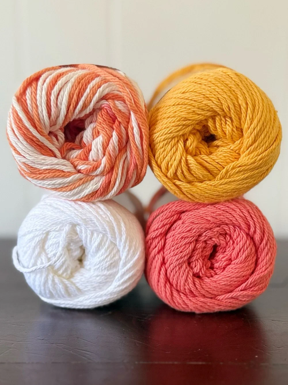 Peaches & Creme -HAPPY- Color Curated Bundle, 4 Skeins 100% Cotton, 455 yards